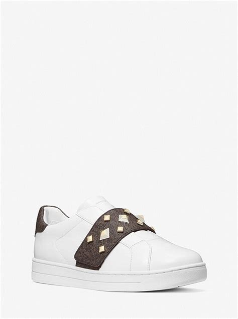 Michael Kors Kenna Leather and Studded Logo Sneaker